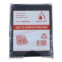 240L Heavy Duty LDPE Bin Liner (Black)