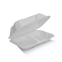 White Sugarcane Clamshell - 2 Compartments
