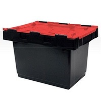 34L Black/Red Security Crate with Lid