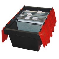68L Black/Red Security Crate with Lid