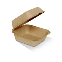 Unbleached Sugarcane 6" Hamburger Clamshell