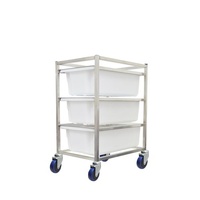 3 Bin Stainless Steel Mobile Ingredient Rack with 32L Food Grade Tubs