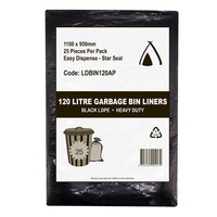 120L Heavy Duty LDPE Star Seal Bin Liner (Black)