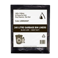 240L Heavy Duty LDPE Star Seal Bin Liner (Black)