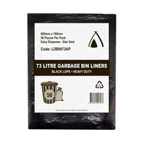 73L Heavy Duty LDPE Star Seal Bin Liner (Black)