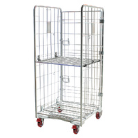 3 Sided Roll Cage with 1 Full Door and Swing Up Shelf – A-Base