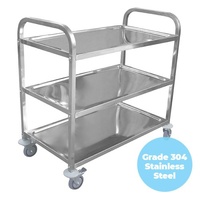 3 Tier (950 x 500mm) Grade 304 SS Service Trolley