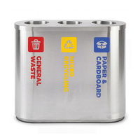 Stainless Steel Waste Sorting Station (Red, Yellow &amp; Blue)