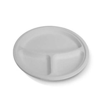 White Sugarcane Round Plate - 10" 3 Compartment